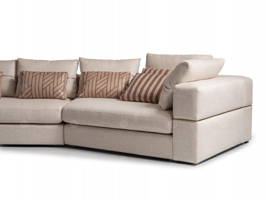 Canapé d'angle Fauteuil Canapé en tissu Meuble TV Buffet bas Beige Moderne Ensemble de 3 pièces