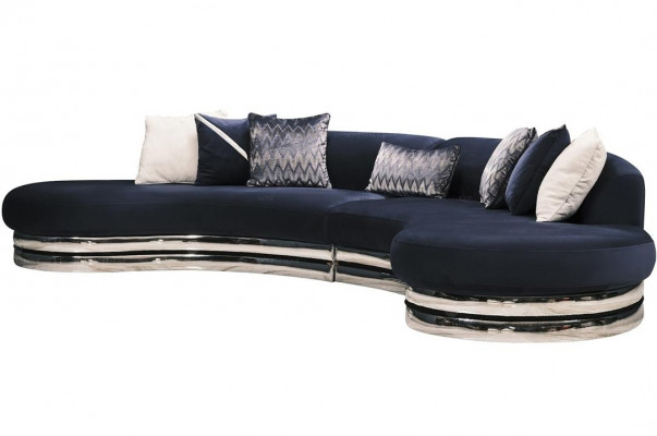 Canapé Canapé 5 places Canapé rembourré Grand canapé en tissu Bleu Design moderne
