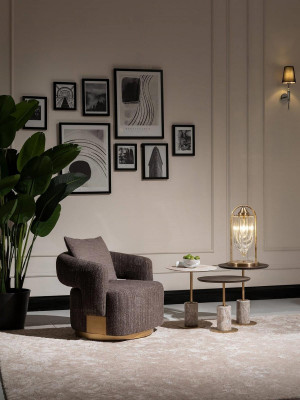 Complet e Living room Armchair Side tables 4pcs Fabric Gray Wood Modern -> Complète Salon Fauteuil Tables basses 4pcs Tissu Gris Bois Moderne