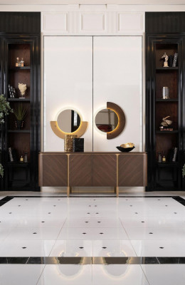 Suite Buffet avec miroir Commode ensemble de meubles en bois brun pour salle à manger
