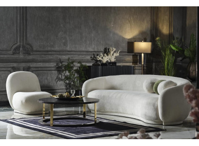 Ensemble de canapés Canapé en tissu blanc Canapé rembourré moderne Ensemble de 2 pièces