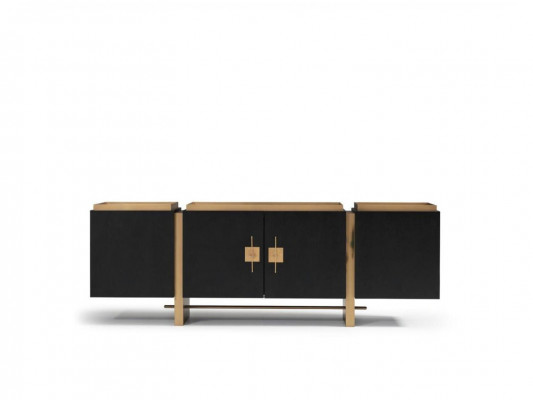 Buffet Armoire Commode Bois Noir Design Moderne Or