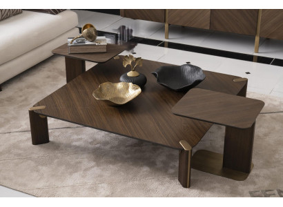 Groupe 3 pièces Table basse Tables d'appoint Table basse Marron Bois Ensemble Table