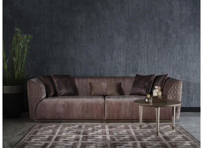 Canapé moderne trois places Canapé 3 places Canapé rembourré Canapé en tissu Canapé moderne Marron Sofas