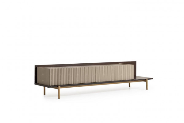 Buffet Meuble TV Lowboard Table de salon en bois Beige Moderne