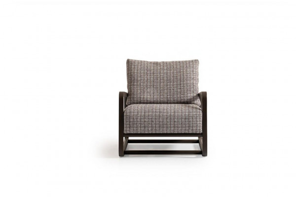 Fauteuil une place gris en bois pour le salon, chaise TV, fauteuil relax.