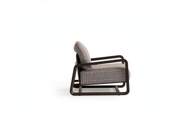 Fauteuil une place gris en bois pour le salon, chaise TV, fauteuil relax.
