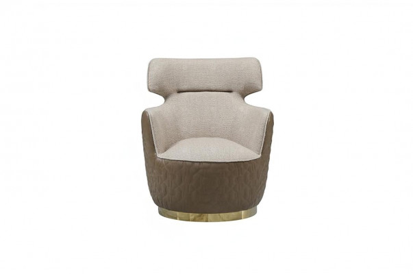 Fauteuil à ailes Fauteuil en tissu Siège individuel Beige Fauteuil de club Moderne
