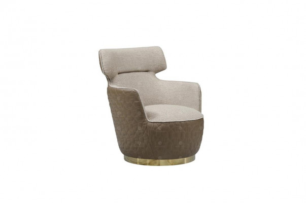 Fauteuil à ailes Fauteuil en tissu Siège individuel Beige Fauteuil de club Moderne