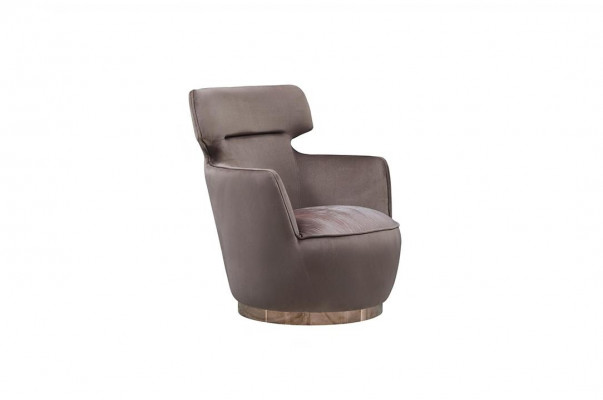 Fauteuil en tissu à une place gris, fauteuil club, fauteuil à oreilles moderne