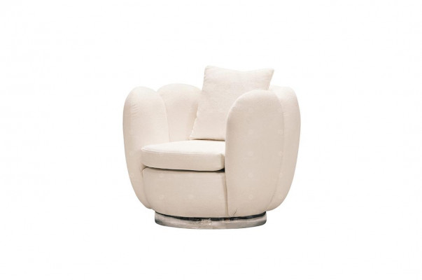 Fauteuil Moderne Une Place en Tissu Blanc pour Salon Relax