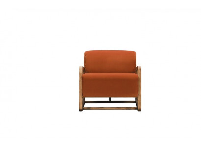 Fauteuil 1 place orange en bois pour salon, design de chaise de détente.