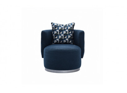 Chaise longue de relaxation Fauteuil Moderne Bleu Tissu d'ameublement Design à Dossier Bas Moderne