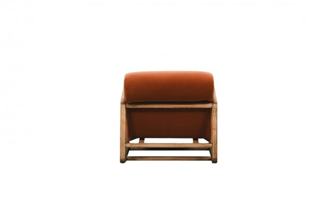 Fauteuil 1 place orange en bois pour salon, design de chaise de détente.