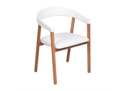 Chaise de salle à manger avec accoudoirs blanc marron Chaise en bois Chaise rembourrée