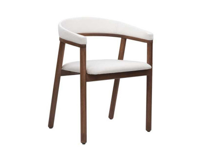 Chaise de salle à manger Chaise en bois blanche Chaise moderne à un seul siège avec accoudoirs Chaises