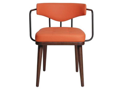 Chaise de repos moderne orange avec accoudoirs, fauteuil 1 place design 1 place