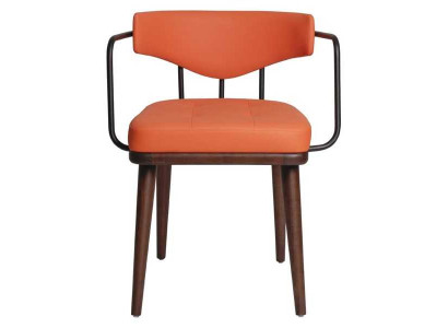 Chaise de repos moderne orange avec accoudoirs, fauteuil 1 place design 1 place