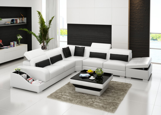 Canapé en cuir Canapé Paysage de vie Canapé d'angle Suite d'angle Canapé Design Moderne