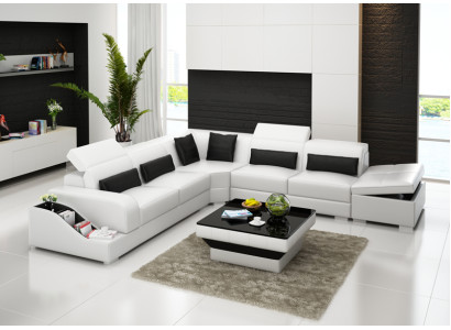 Canapé en cuir Canapé Paysage de vie Canapé d'angle Suite d'angle Canapé Design Moderne