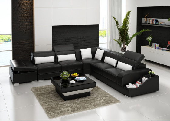 Canapé en cuir Canapé Paysage de vie Canapé d'angle Suite d'angle Canapé Design Moderne