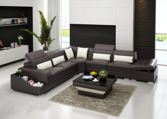 Canapé en cuir Canapé Paysage de vie Canapé d'angle Suite d'angle Canapé Design Moderne