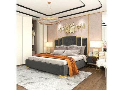 Lit 2x Table de chevet Ensemble de chambre à coucher 3 pièces design moderne tables de chevet de luxe