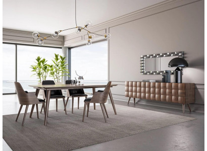 Ensemble complet Salle à manger 7 pièces Table à manger neuve 4x Chaises Buffet de luxe avec miroir.