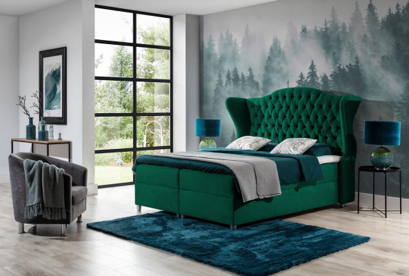 Chesterfield Box Spring Beds Hotel Bed Bedroom Velvet Velvet Luxury Furniture   Lits sommiers à ressorts Chesterfield Lit d'hôtel Chambre à coucher Velours Velours Mobilier de luxe