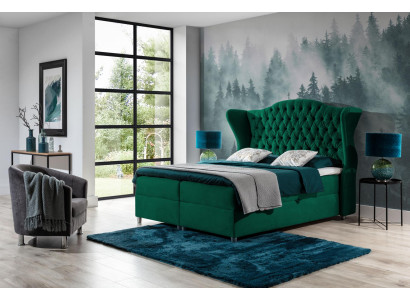 Chesterfield Box Spring Beds Hotel Bed Bedroom Velvet Velvet Luxury Furniture   Lits sommiers à ressorts Chesterfield Lit d'hôtel Chambre à coucher Velours Velours Mobilier de luxe