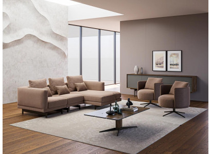 Ensemble de canapé Mobilier de luxe Canapé en L de 2 fauteuils Mobilier rembourré Table basse neuve