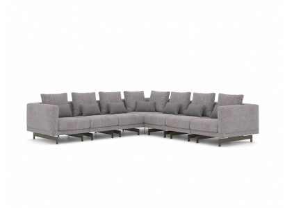 Salle de séjour Canapé d'angle en gris en forme de L Canapé Designer Textile Canapé rembourré Nouveau
