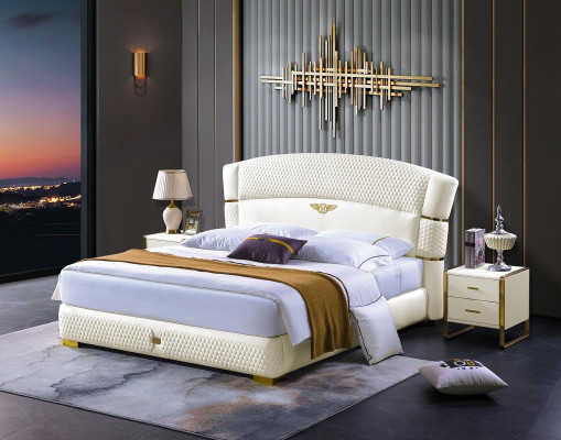 Chambre lit tables de chevet 3 pcs. Ensemble Design de luxe Lits Bois Lit double