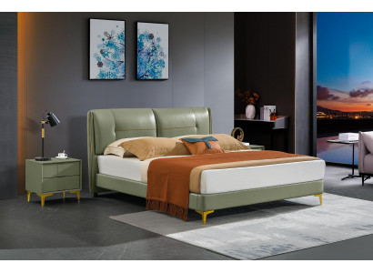 Chambre à coucher Ensemble Lit Table de chevet Design Moderne Lits de luxe en cuir 3 pièces.