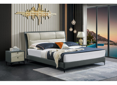 Chambre Lit Tables de chevet 3 pièces Ensemble Conception de luxe Lits Bois Lit double