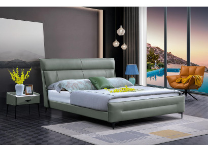 Lit complet Lit en cuir vert Lits de luxe Design de meubles de chambre à coucher 180x200