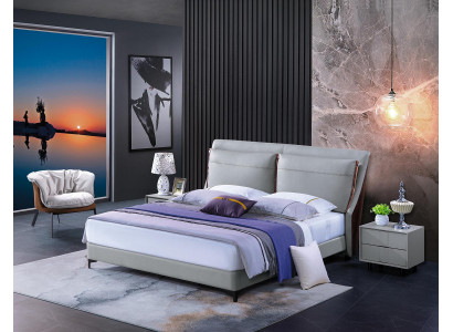 Lit en bois, lit double, lit de luxe, meubles de chambre, hôtel, 180x200cm, lits en cuir