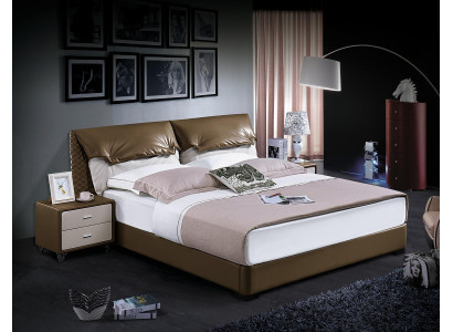 Lit double classique Lits Lit Bois Marron Style Bois Massif Chambre à coucher neuve