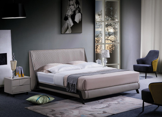 Chambre de luxe Lit Rembourrage Design 180x200 Lits doubles d'hôtel Textile neuf