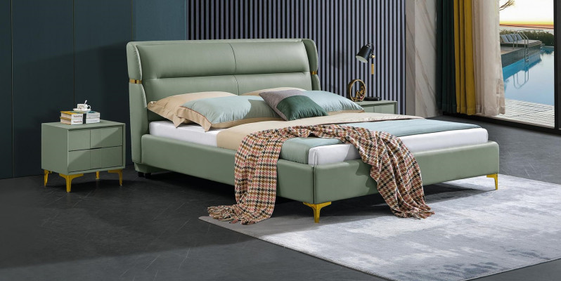 Tapisserie de lit design de luxe pour lits doubles d'hôtel Chambre de sommeil de luxe verte