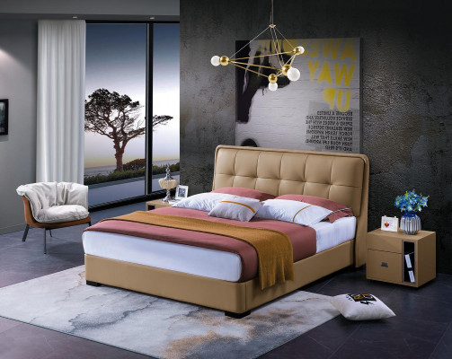 Chambre classique Lit Blanc Lits textile Double Rembourrage en cuir 180x200cm