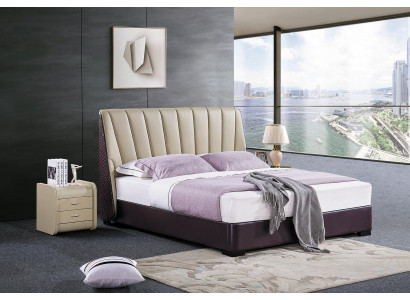 Lit Lit rembourré Design de chambre de luxe Lits Textile Bois Cadre de lit nouveau
