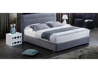 Lit sommier tapissier de luxe en tissu bleu pour hôtel, lits chambre à coucher design double.