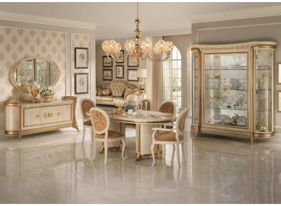 Salle à manger Ensemble Vitrine Table 6x Chaise Commode Miroir Baroque neuf 10pcs.