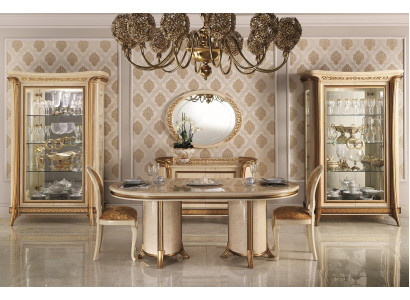 Table à manger Table Meubles Commode Vitrine Ensemble 5 pièces Groupe Design Salle à manger Suite