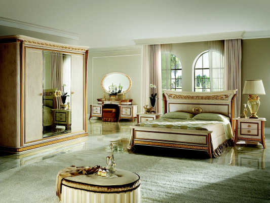 Ensemble de chambre arredoclassic™ Melodia Baroque Rococo Lit Table de chevet 6 pièces.