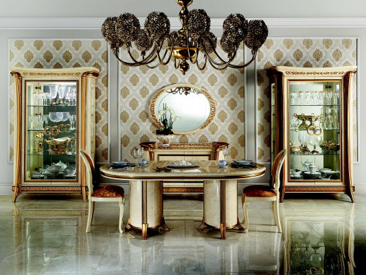 arredoclassic™ Sinfonia Salle à manger Ensemble complet Vitrine Chaises Table Baroque