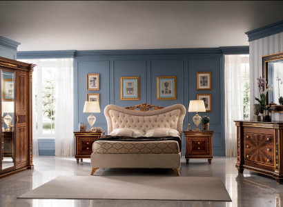 Ensemble de chambre arredoclassic™ Modigliani Baroque Rococo Lit Table de chevet 4 pièces.