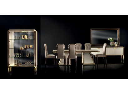 Ensemble de salle à manger 10 pièces. Ensemble Vitrine Table 6x Chaise Buffet Miroir Meubles Bois