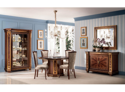 Vitrine de salle à manger complète Table Commode Miroir Ensemble de 4 chaises Suite